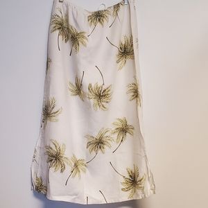 Uniform Paul Richard 100% Linen  Palm Tree 2 Slit Side Maxi Skirt Size Large